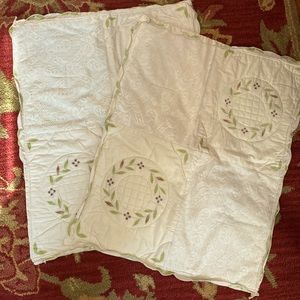 Quilted embroidered, lace shams
